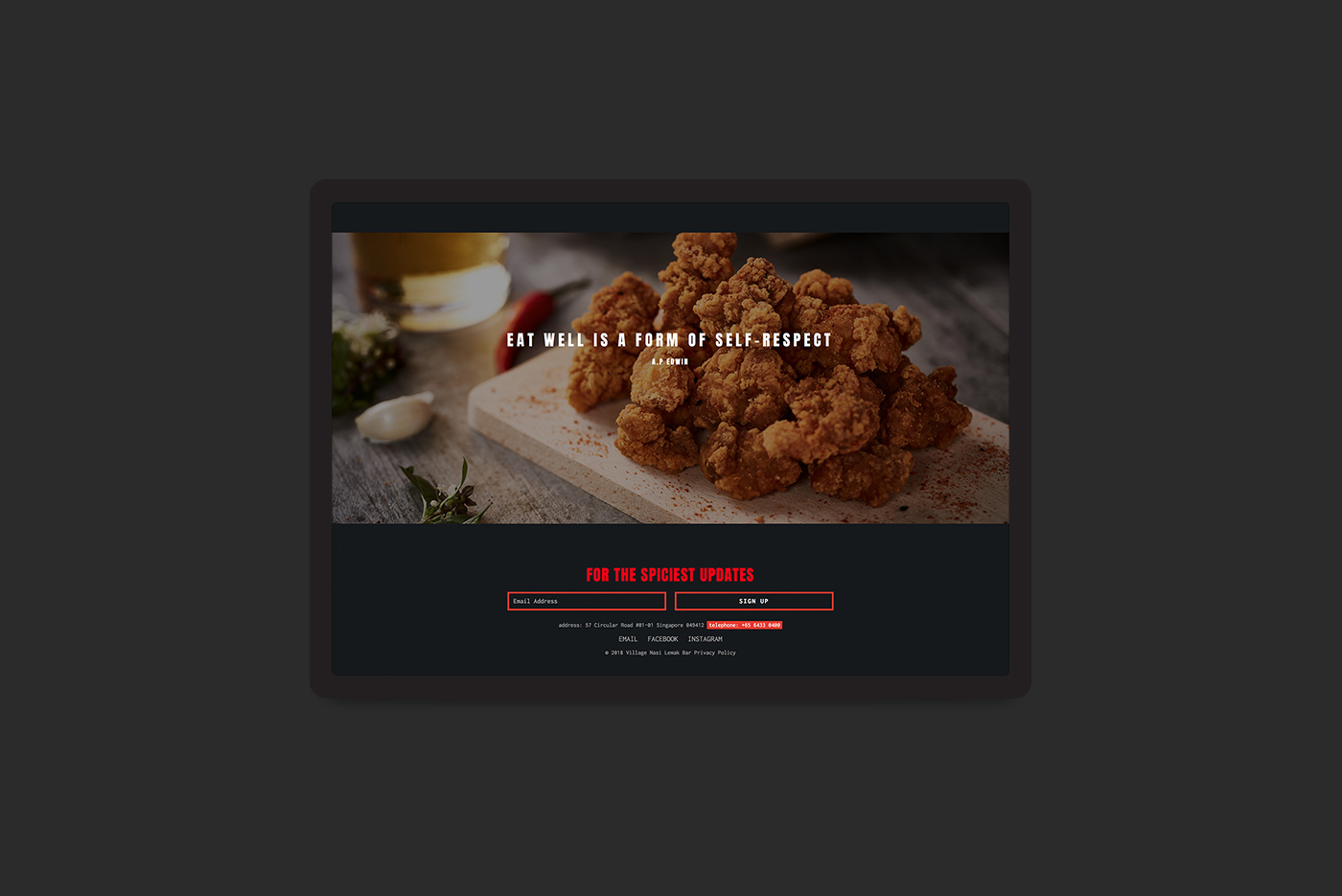 village nasi lemak bar pop corn chicken